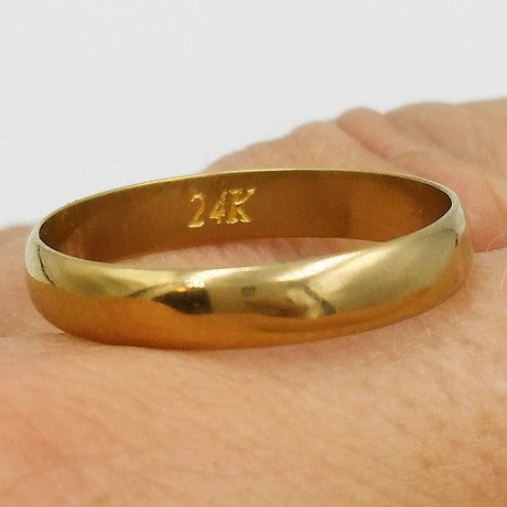 24k gold ring for men - polished - brushed