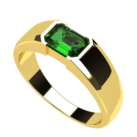 Fashionable Design Plain Zircon Green Stone Silver Mens Ring » Anitolia