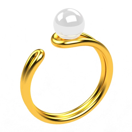24k Gold Pearl Ring