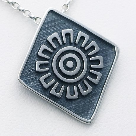 Aztec Sun Pendant in Silver