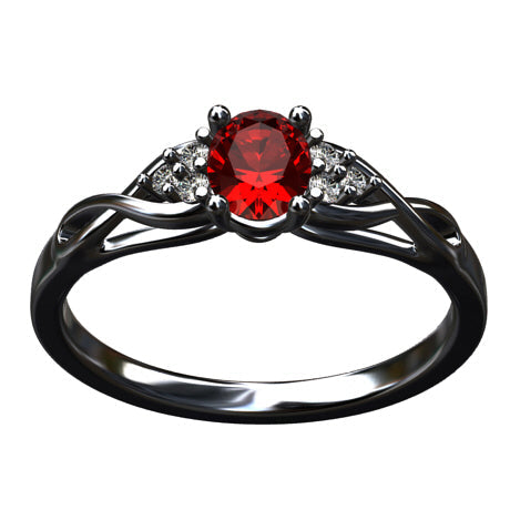 Black gold ruby engagement ring