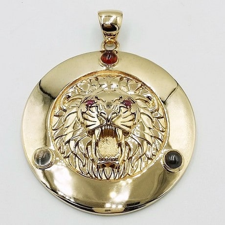 Large Gold Lion Head Pendant
