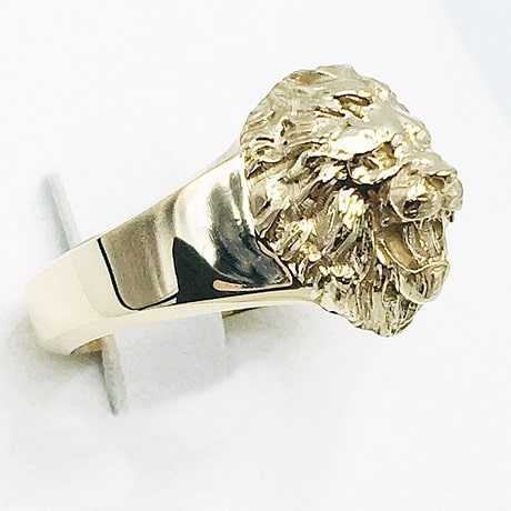 Customizable 14k Solid Yellow Gold Leo Lion Head Signet Ring For Sale at  1stDibs | gold leo ring, gold ring lion design, lion design ring