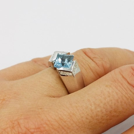 Square topaz ring for men