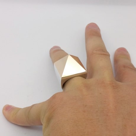 Men's Pyramid Ring in Gold & Silver