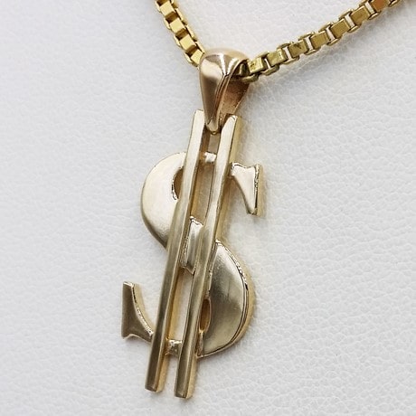 Jewellery Money Sign Gold Chain Dollar Sign Pendant Necklace