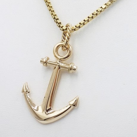 Gold-Toned Anchor Pendant & Stainless Steel Box Chain Necklace | Classy Men  Collection