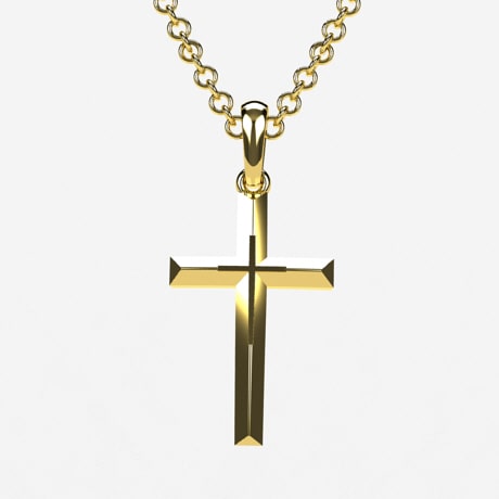 Solid Gold Chain With Cross Mens 18k Gold Cross Pendant Gold