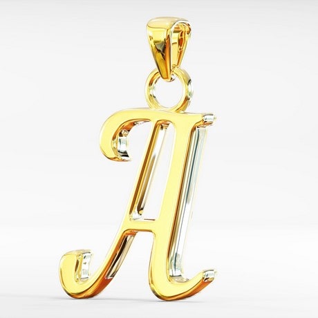 24k gold initial letter pendant