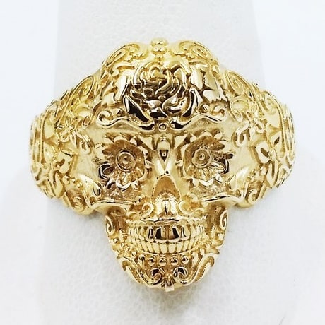 24k gold skull ring
