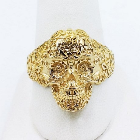 24k gold skull ring