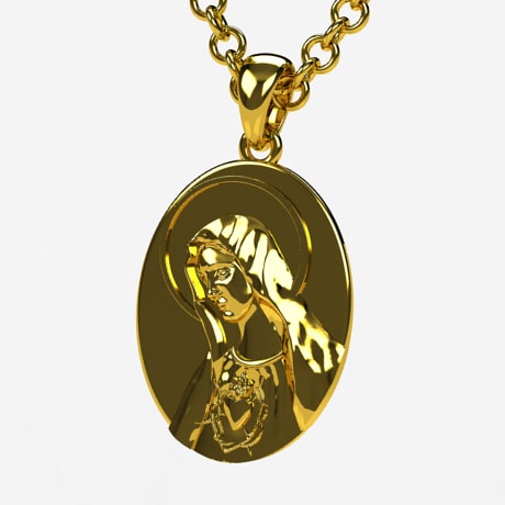 24 Inch 18k Layered Gold Filled Chain Necklace With Virgin Mary Charm
