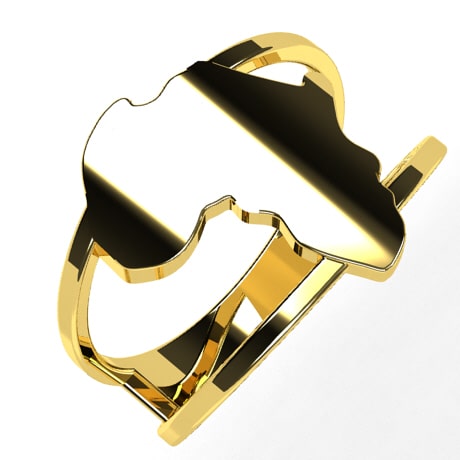 African Map Ring for Men in 18k Gold