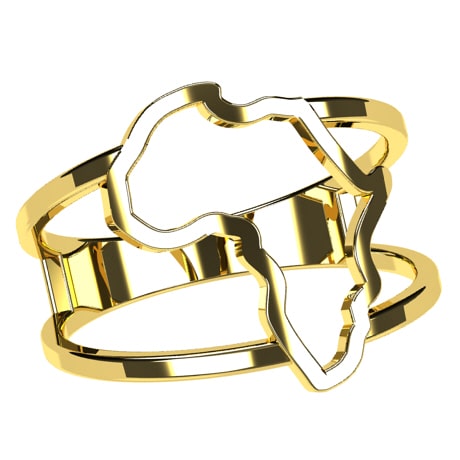 African Map Ring for Men in 18k Gold