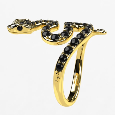 Cubic Zirconia Linear Snake Ring in Sterling Silver | Banter