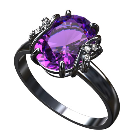 0.5 carat Round Purple Amethyst Natural Gemstone Ring in Sterling Silver |  eBay