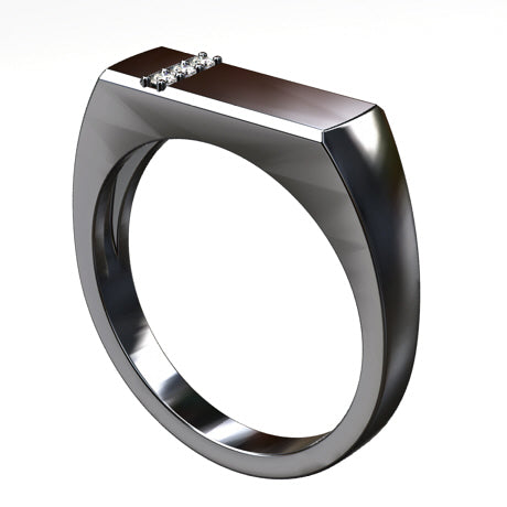 Black Gold Ring for Men with Diamonds - Main Image
