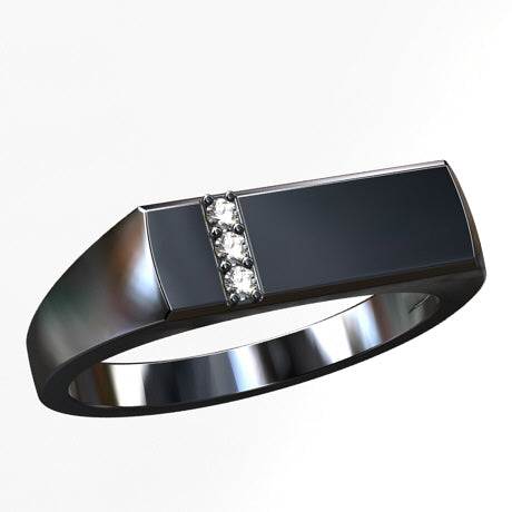 iSilver™ Men's 14k Gold + 925 Sterling Silver Black Onyx CZ Diamond Ri -  EliteDealsOutlet
