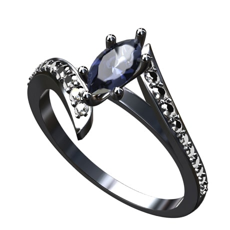 blue diamond black gold engagement ring