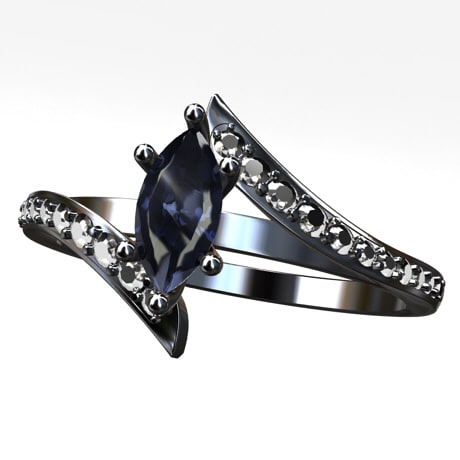 blue diamond black gold engagement ring