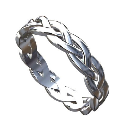 Forged Viking Sterling Silver & Gold Braided Wedding Band - Viking Front