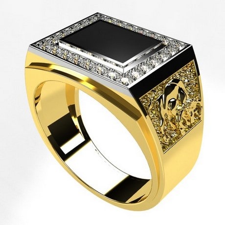 22K Gold Ring For Men with Cz & Green Stone (Close Setting) - 235-GR4704 in  18.600 Grams