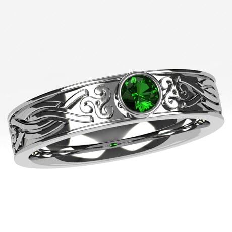 Celtic engagement rings, natural green sapphire bridal ring set / Horta |  Eden Garden Jewelry™