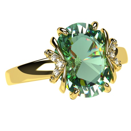 DIAMOND RING WITH FANCY GREEN STONE - Guinea - The Hallmark Jewellers