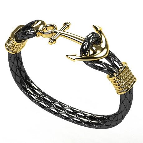 Gold anchor on sale bracelet mens