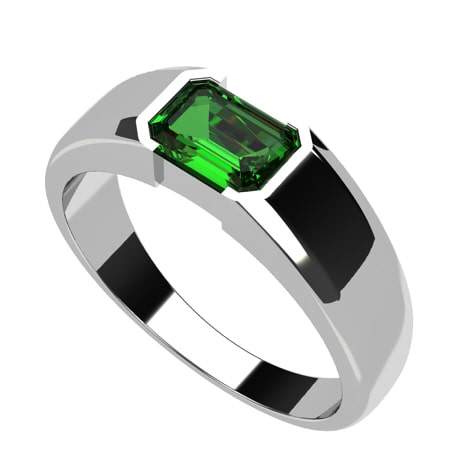 Silver Ring Mens Real Emerald Rings Natural Emerald (Panna) May
