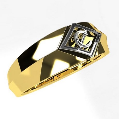 Men's 10k Yellow Gold Layered Band Square Face Diamond Initial Letter R Ring  (Size 6) : Amazon.in: Fashion