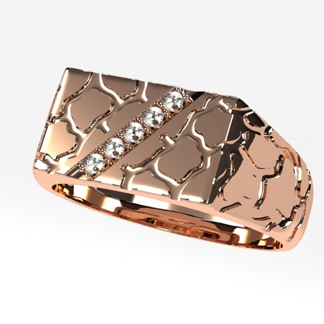 Gold Sparkles Ring | 18K Signet Ring with Sparkles 9 / Rose Gold