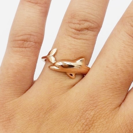 SD-F009 Wrap Around Style Baby Size Dolphin Ring - 14K G...