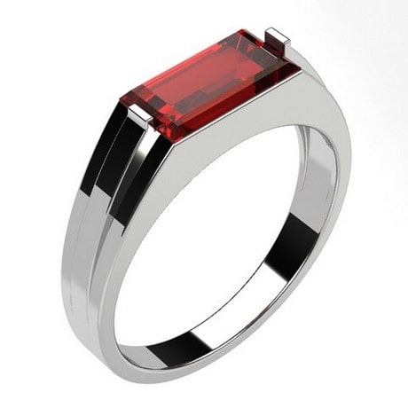 Red Garnet Ring For Men In 18K Gold