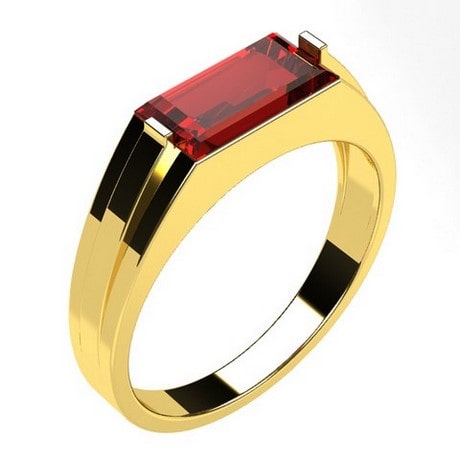 Red Garnet Gold Ring for Men