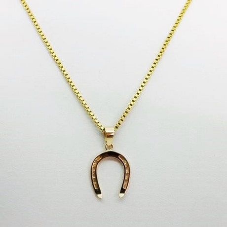 Gold Horseshoe Pendant Necklace