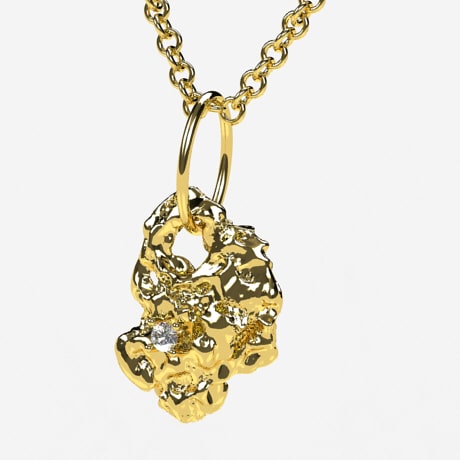 Gold nugget necklace with diamond Clearance