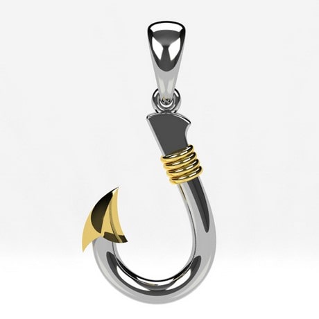 Charm Holder Necklace 18k Gold Fish Hook – HW