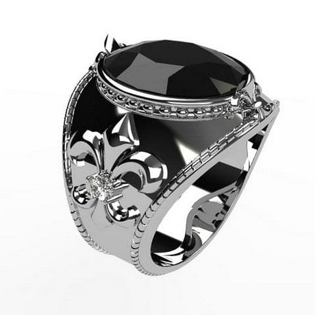 Silver Charming Dark Maroon Gemstone Ring - Khushbu Jewellers
