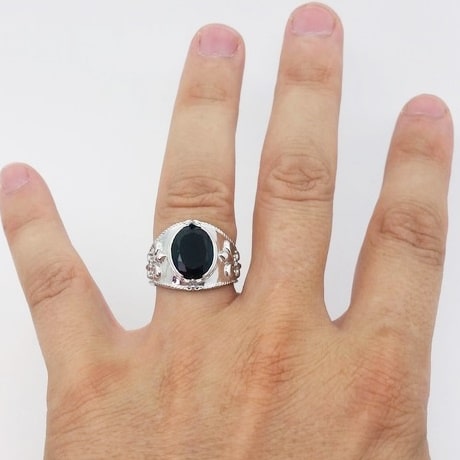Navajo Raindrop Ring Onyx 925 Silver Guy Hoskie Navajo 13 - Yourgreatfinds