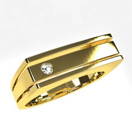 Mens Modern 14K Rose Gold 2.0 Carat Princess Emerald Diamond Ring  G1094P-14KRGDEM | Art Masters Jewelry