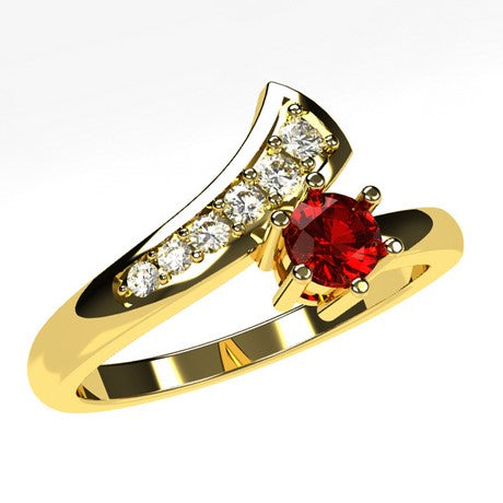 18kt yellow gold Tanzanite & Diamond 3 stone Ring - Freedman Jewelers