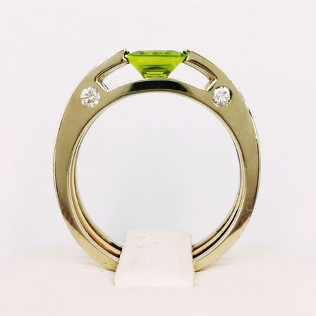 Green Peridot ring, Tungsten band, Peridot push gift, gemstone rings, –  Upstate Resin Works LLC