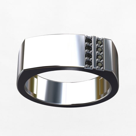 Men's Platinum Ring With Black Diamond