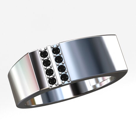 Men's Platinum Ring With Black Diamond