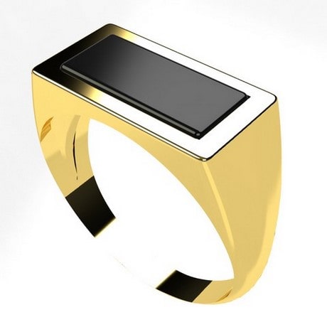 Black Onyx Square Shape Men's Signet Dedicated Ring 14k Yellow Gold Plated