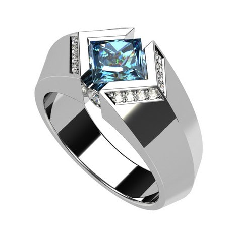 Men's Ring 925K Sterling Silver Turkish Jewelry Blue Topaz Stone All Size |  eBay