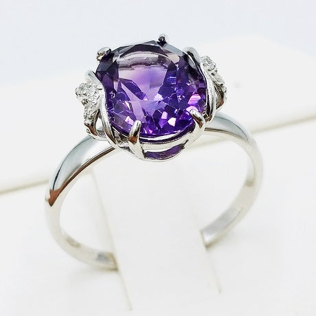 Amethyst Trillion and Diamond Ring in 14K Yellow and White Gold - Michael  Sherman Jewelry Designs | Michael Sherman Jewelry Designs