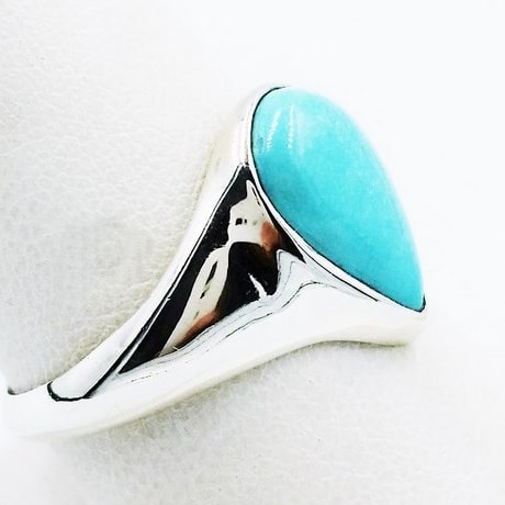 Natural Gemstone Ring Tibetan Turquoise Ring 925 Sterling Silver Ring