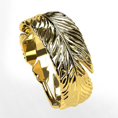 Feather ring in 18-karats gold